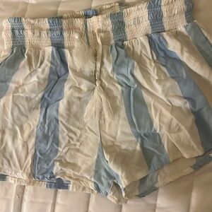 White and blue shorts perfect for the beach!